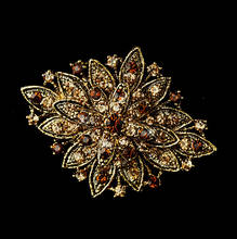 Dark Silver Plated Clear Rhinestone Crystal Diamante Large Flower Vintage Bouquet Brooch 2024 - buy cheap