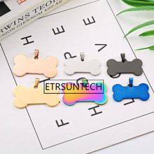100pcs Stainless Steel Bone Pendants Pet ID Tag Address Name Tel Tag Cat Dog Puppy Charms Blue Black Gold Color 2024 - buy cheap