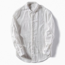 Camisa de linho de algodão masculina nova gola virada para baixo camisa masculina casual ajuste fino camisas masculinas de manga comprida camisa de vestido hombre TS-299 2024 - compre barato