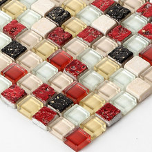 Хрусталь смешанные красный камень мозаика hmgm2003 для кухни щитка плитка ванная комната Душ стены прихожей мозаика 2024 - купить недорого