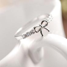 Женское кольцо с бантиком, корейское ювелирное изделие с простым кристаллом, подарок золотого и серебряного цвета, новинка 2019 2024 - купить недорого