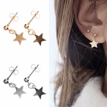Pendiente estrella de pentagrama de moda para mujer y niña, aretes de tuerca de oreja de Color dorado, plateado, regalo de joyería 2024 - compra barato