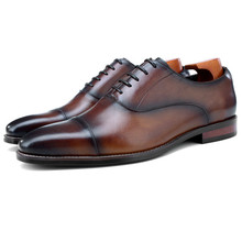 Zapatos de vestir de piel auténtica para hombre, calzado de negocios, para boda y novio, color marrón/rojo vino/marrón, talla grande EUR45 2024 - compra barato