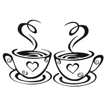 Новое Поступление Красивый дизайн кофейные чашки кафе чай настенные художественные виниловые наклейки наклейка кухня ресторан паб Декор 2024 - купить недорого