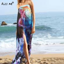 Long Printed Dress Beach Cover Up Dress Beach Tunic Pareos Swimwear Women 2018 Bikini Cover Up Chiffon Swimsuit Cover Up Praia 2024 - buy cheap