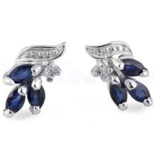 Natural sapphire or ruby flower style stud earring Free shipping 925 sterling silver 0.15ct*6pcs gemstone Fine jewelry #T911901 2022 - buy cheap