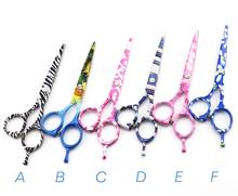 5.5 inch Printed Professional Hair Scissors Flower Pattern Hairdressing Barber Salon Tesoura  Shears Cutting stainless steel 2024 - buy cheap