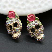 3Pairs Women Stud Earrings For Women Vintage Earing Skeleton Zinc alloy & Rhinestone Skull Earings Jewelry  365016 2024 - buy cheap