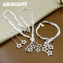 New Fashion 925 Silver Star Long Earring Necklaces Bracelets Jewelry Set For Women 2024 - buy cheap