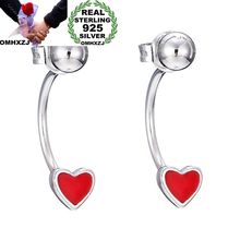 OMHXZJ Wholesale European Fashion Woman Girl Party Wedding Gift White Red Heart 925 Sterling Silver Stud Earrings EA65 2024 - buy cheap