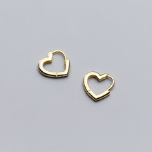Simple 925 Sterling Silver Heart Hoop Earrings For Women Girl Lady Piercing Circle Gold Earring Hoops Ear Jewelry Accessories 2024 - buy cheap