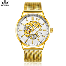 SEWOR-reloj mecánico deportivo para hombre, pulsera de malla transparente con diseño de moda Retro, esqueleto luminoso, marca superior de lujo 2024 - compra barato