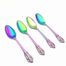 Dessert Spoons Serving Scoop Hollow Out Ladle Stainless Steel Spoon Rainbow Dipper Dinnerware Set Big Size Colorful Cutlery 4pcs 2024 - buy cheap