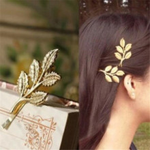 Trendy Gold Color Leaf Hair Clip Women Elegant Korean Design Snap Barrette Stick Hairpin Hair Styling Hairwear Accessories 1pic 2024 - buy cheap