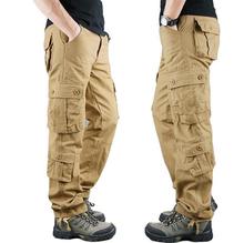 Мужские свободные брюки-карго, прямые брюки, повседневные хлопковые мешковатые комбинезоны, мужские большие размеры 42, штаны для бега, для отдыха, Мужские штаны 2024 - купить недорого
