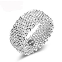 Fashion Ring Silver plated color Jewelry Woven Mesh Belt Reticulocyte Rings For Women Anillos Mujer Bague Anel Bague Aneis 2024 - buy cheap