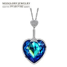 Neoglory Austria Crystal & Auden Rhinestone Long Charm Pendant Necklace Love Heart Style For Party Colorful Lady Romantic Gift 2024 - buy cheap