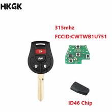 4 кнопки дистанционного ключа для NISSAN Qashqai Sunny Tiida X-Trail 315 МГц ID46/PCF7936 чип 2024 - купить недорого