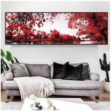 5D Diy Diamond Painting Full Square Round autumn landscape Diamond Embroidery Sale red tree With Rhinestones Home DecorZP-371 2024 - buy cheap