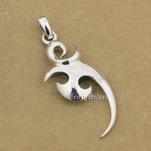 925 Sterling Silver Crescent Pendant Mens Biker Rocker Punk Pendant 9V016 2024 - buy cheap