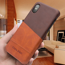 Funda trasera de cuero de vaca para iphone X, funda de piel de vaca auténtica Natural para iphone X, marca Qialino con tarjetero 2024 - compra barato