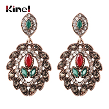 Kinel Bohemia Dangle Earrings For Woman Gold Color Crystal Faceted Resin Big Long Antique Earring Hot Sale Vintage Jewelry 2024 - buy cheap