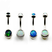 Showlove- 4pcs/Lot 316l Surgical Steel Double Opal ButtonNavel Belly  Rings Body Piercing Jewelry 2024 - buy cheap