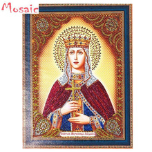 Completo quadrado/redondo bordado de diamante virgem maria 5d pintura de diamante religiosa imagem de strass mosaico 2024 - compre barato