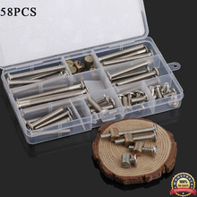 58pcs Stainless Steel Hex Drive Socket Cap Furniture Barrel Screws Bolt Nuts Assortment Kit for Furniture Cots Beds Crib Chairs 2024 - buy cheap