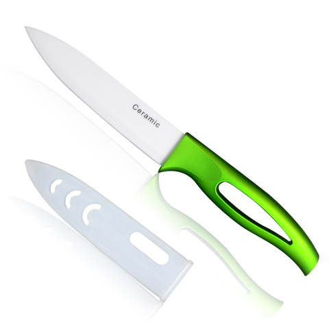 Excellent quality 5 inch slicing knife ceramic knives kitchen knives ABS+TPR green hanlde white blade cooking tools hot sales 2022 - buy cheap