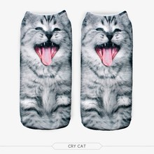 Calcetines tobilleros de algodón para mujer, medias de estilo harajuku, Animal cry cat, novedad 2024 - compra barato