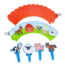12pcs Farm Animals Cup Cake Toppers Cartoon Cow Sheep Pig Cupcake Wrapper Kids Happy Birthday Cupcake Cake Topper 2024 - buy cheap