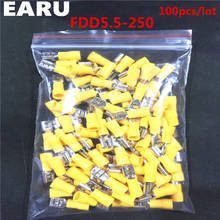 FDD5.5-250 FDD5-250 Female Insulated Electrical Crimp Terminal for 4-6mm2 wire Connectors Cable Wire Connector 100PCS/Pack FDD 2024 - buy cheap