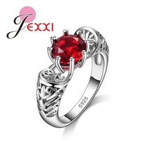 Nova moda jóias 925 prata esterlina anéis de casamento para mulheres vermelho cz marca romântico anel de noivado 2024 - compre barato