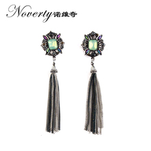 2019 New Retro Imitation Gemstones Long Alloy Tassels Earring Women's Fashion Jewelry Accessories Gifts 2024 - buy cheap