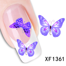 1sheets NEW Arrival Fashion DIY Tips Purple Bow Stamping Nail Art Stickers Watermark Tattoos Decorations for Polish LAXF1361 2024 - buy cheap