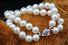 double strands south sea round 8-9mm natural white pearl bracelet 7.5-8" 925S 2024 - buy cheap