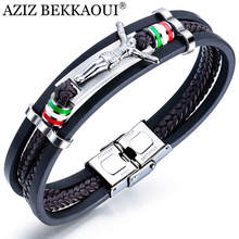 AZIZ BEKKAOUI Fashion Jesus Bracelet For Men Vintage Leather Christian Religious Bracelets & Bangles Gifts Jewelry Gift 2024 - buy cheap