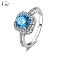 Mysterious Blue Austrian Crystal Rings For Women White 585 Gold Color Fashion Jewelry Vintage Square Design Anel Bijoux Dd154 2024 - buy cheap