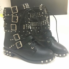Women Ankle Boots Rock Punk Spikes  Shoes Rivets Short Platform Flat Snow Boots Bota Shoes High Top Size 35-42 Real Pictures 2024 - buy cheap