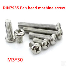 100pcs M3*30 Stainless steel DIN7985 Pan Head Phillips Screw Cross Reccessed Round Head Machine Screws 2024 - buy cheap