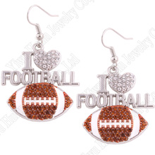 Fashion rhodium plated  earring with sparkling crystals I LOVE FOOTBALL pendant 2024 - buy cheap
