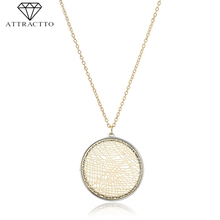 ATTRACTTO Fashion Long Gold Round Necklaces&Pendants For Women Chain Necklace Charm Crystal Jewelry Necklace Female SNE190004 2024 - buy cheap