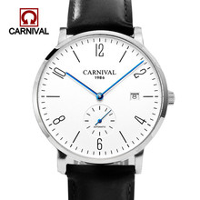 Carnival Automatic Mechanical Watch Men Luxury Brand Full Steel Business Sports Men Watches Leather Fashion Casual Date Clock 2024 - buy cheap