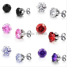 Clear Crystal Cubic Zircon Stud Earrings Titanium Stainless Steel 2024 - buy cheap