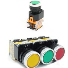 Interruptor de botón redondo, pulsador de Panel de corte de 22mm de diámetro, CA 380V, 10A, 1NO, 1NC, verde momentáneo/amarillo/rojo, LA38-11BN 2024 - compra barato