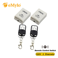 eMylo Smart Switch Wireless Remote Control Light Lamp Led Switch RF AC 220V 1000W Black Transmitter 2X 2 Channels Relays 433Mhz 2024 - buy cheap