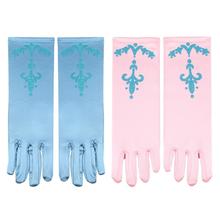 Детские Цветочные Длинные перчатки для девочек с изображением снежной принцессы с рисунком из мультфильма для учеников синие розовые красные синие цвета 2024 - купить недорого