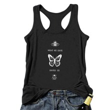 Vest What We Save Saves Us Tank Tops Trendy Lady Summer Graphic Funny Tee Shirt New Women's Racerback Yoga Running Workout Tank 2024 - buy cheap