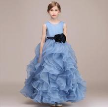 Vestido de princesa azul para meninas, vestidos de casamento para meninas de 3 a 13 anos 2024 - compre barato